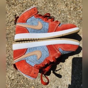 Kids jordan 1 mid denim red size 13